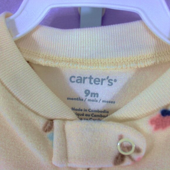 Carter’s Baby Girl Fleece Footed Sleeper Zip One-Piece 9 Months NWT Floral Cream - Picture 4 of 6